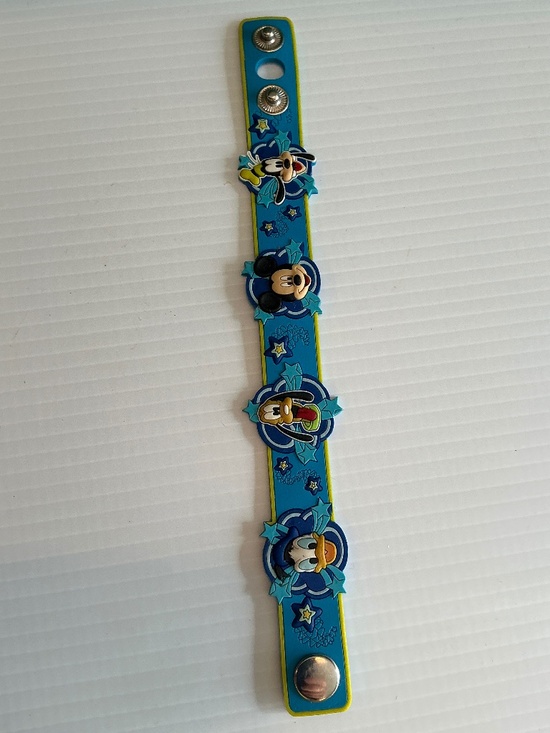 Disney Other - Official Disney Blue Vinyl Snap Bracelet Mickey Donald Goofy Pluto Stars